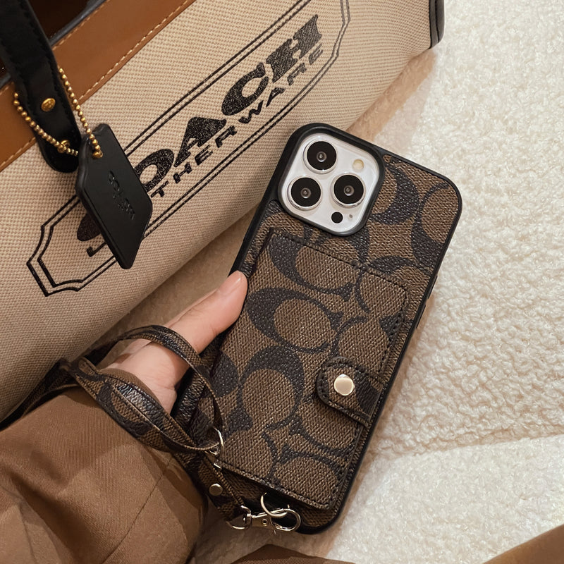 Coach iPhone -fodral med plånbok och bandbrun -SZK240402