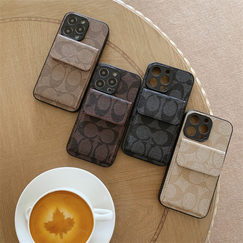 Trener iPhone Case z portfelem ciemnobrązowy-HP240513