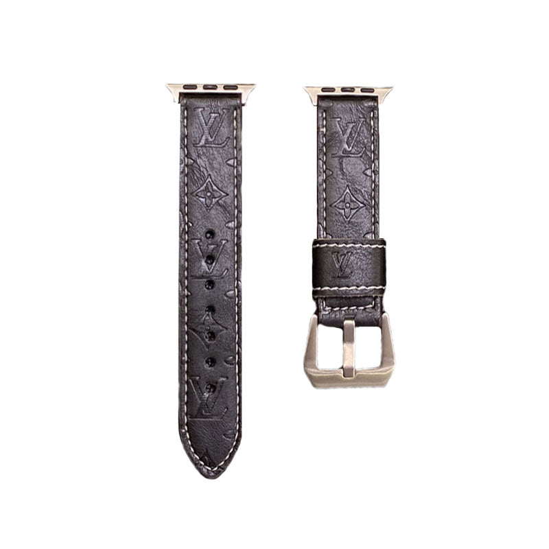 Lærmonogram Apple Watch Bands Leather Blue-Yh24422