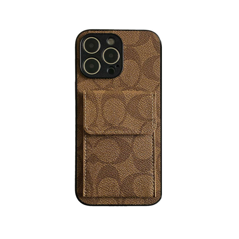 Trener iPhone Case z portfelem ciemnobrązowy-HP240513