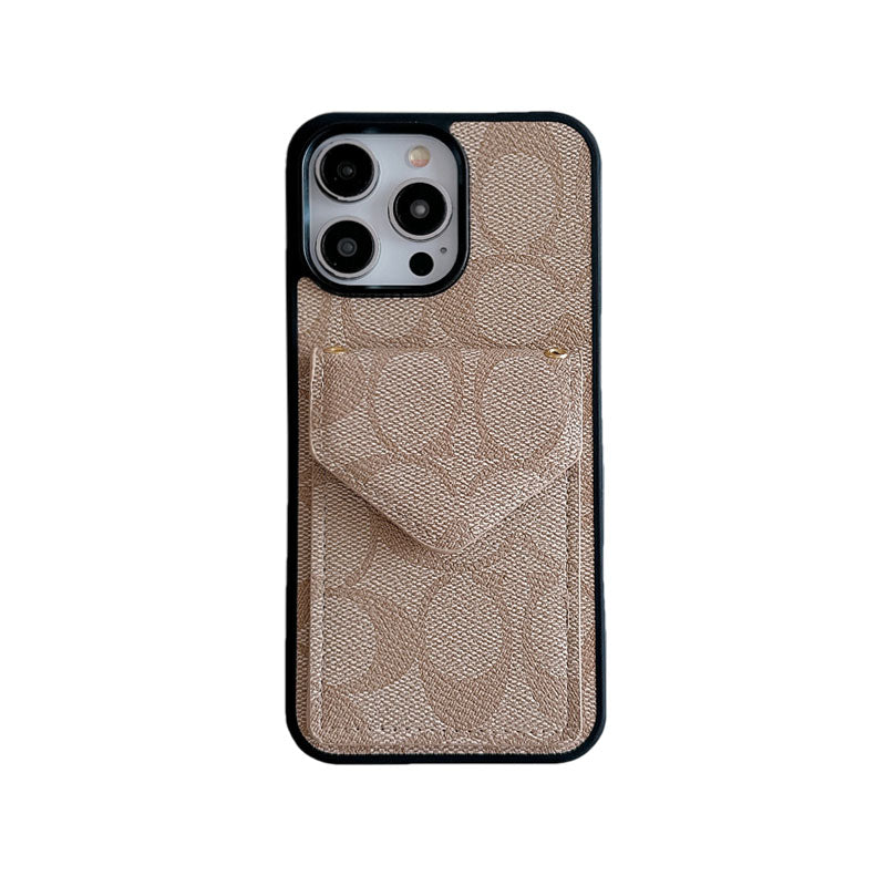 Carcasă pentru iPhone Coach cu suport pentru card și curea maro deschis -SJ240513