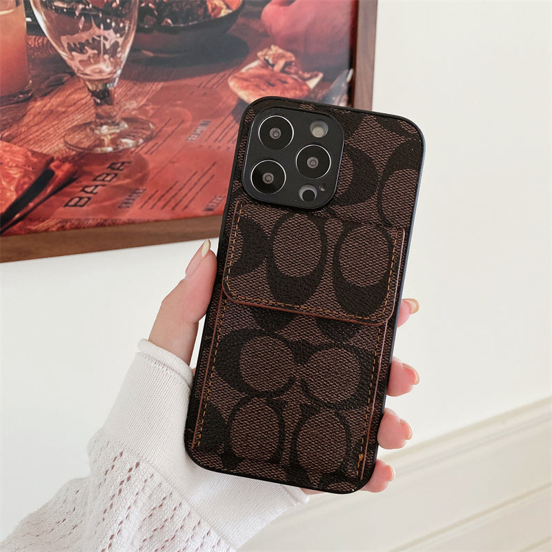Trener iPhone Case z portfelem ciemnobrązowy-HP240513