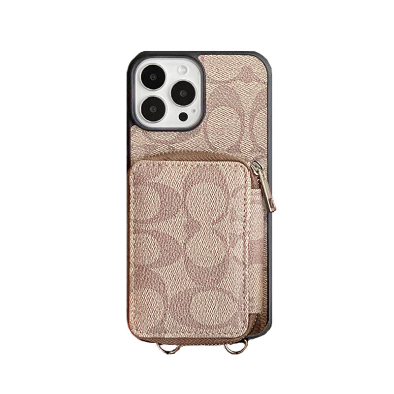 Carcasă pentru iPhone Coach cu portofel-cafea-lqb241412