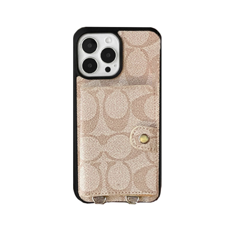 Custodia per iPhone Coach con portafoglio e cinturino bianco -szk240402