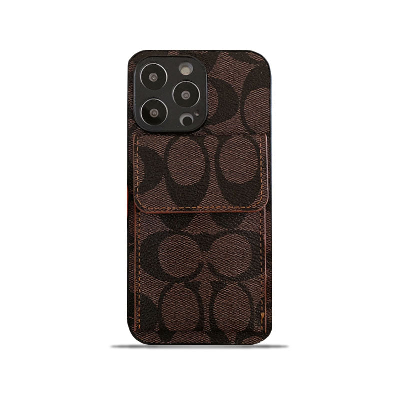 Trener iPhone Case z portfelem ciemnobrązowy-HP240513
