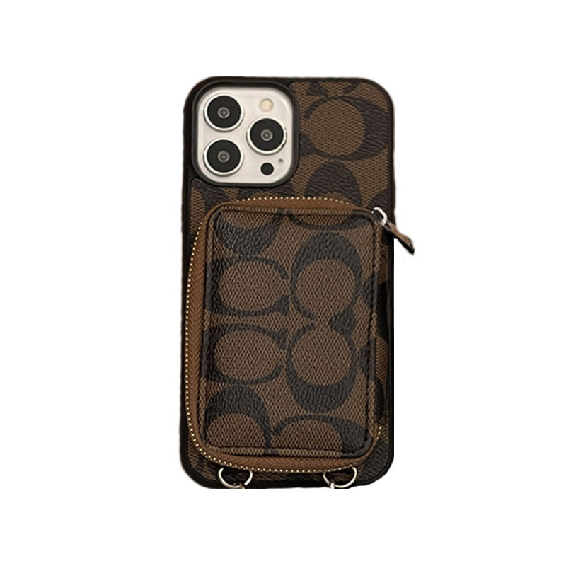 Carcasă pentru iPhone Coach cu portofel-cafea-lqb241412