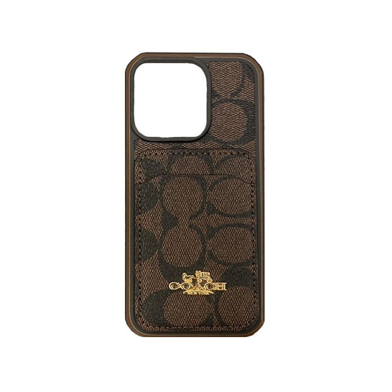 Coach iPhone Case με καφέ καφέ καρτών -kb241416