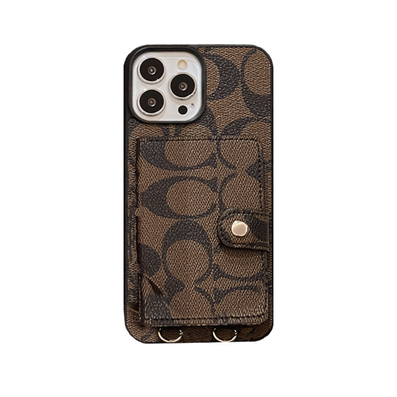 Custodia per iPhone Coach con portafoglio e cinturino bianco -szk240402