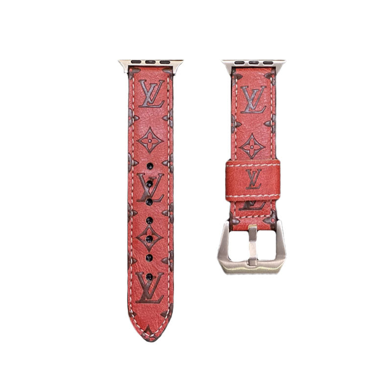 Lærmonogram Apple Watch Bands Leather Blue-Yh24422