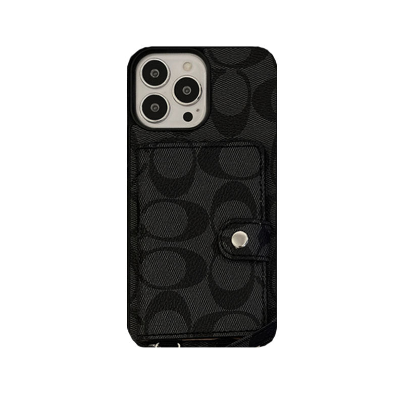 Custodia per iPhone Coach con portafoglio e cinturino bianco -szk240402