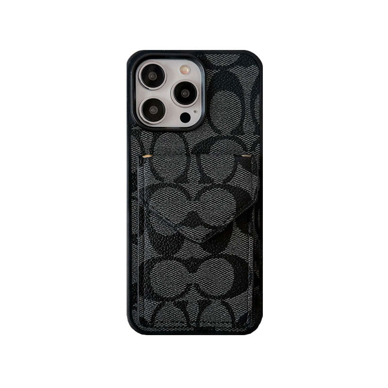 Carcasă pentru iPhone Coach cu suport pentru card și curea maro deschis -SJ240513