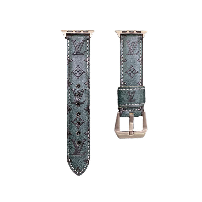 Lærmonogram Apple Watch Bands Leather Blue-Yh24422