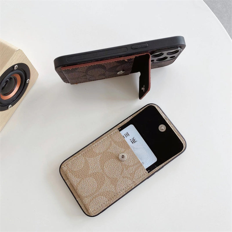 Coach iPhone Hülle mit Wallet Coffee-HP240513
