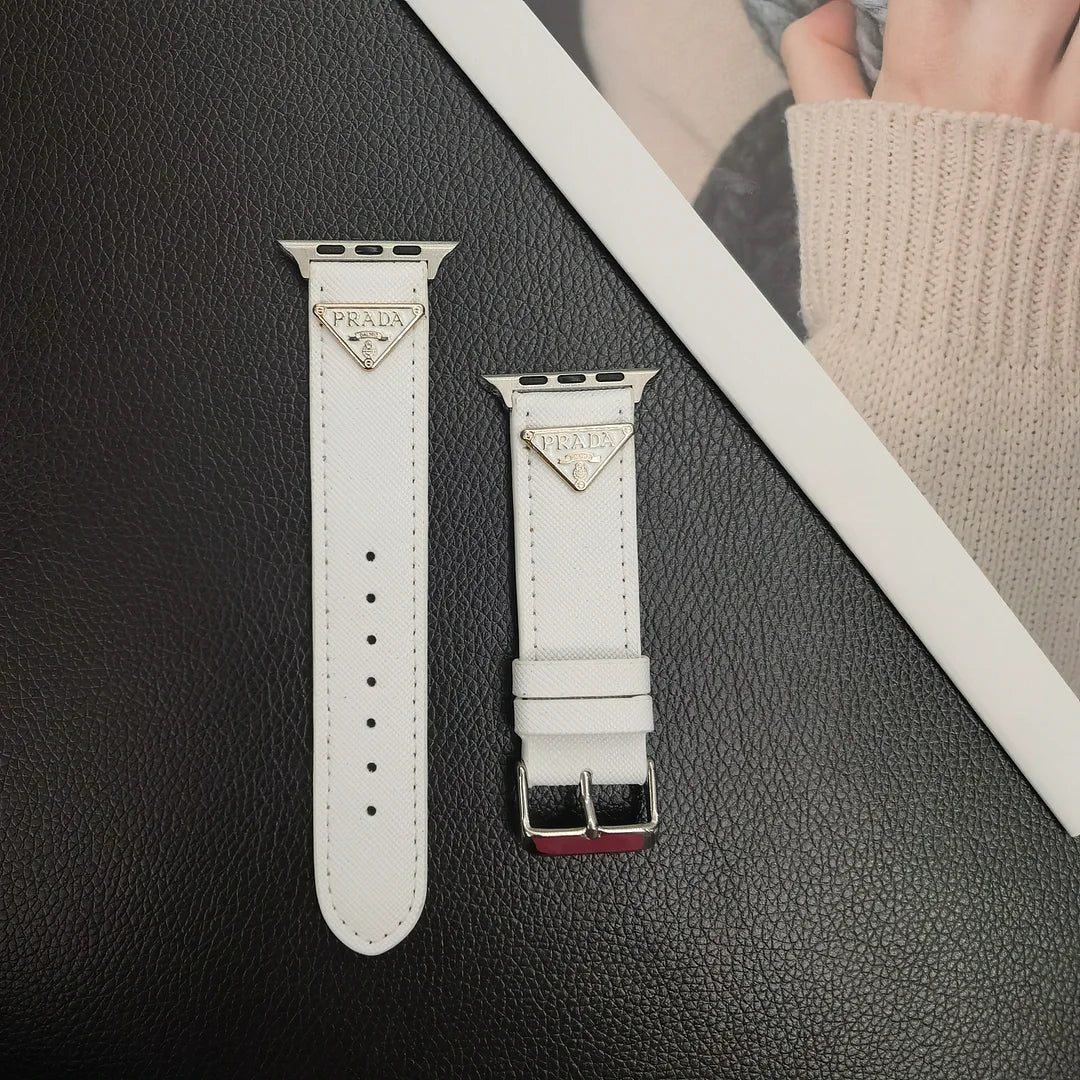 Dobbelt trekant Monogrammerket Label Leather Apple Watch Band