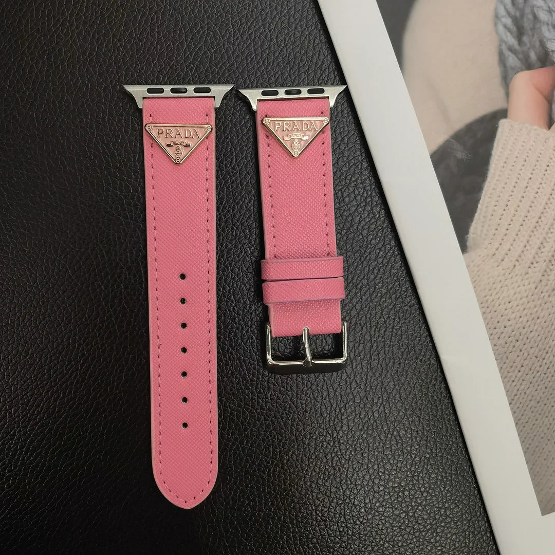 Dobbelt trekant Monogrammerket Label Leather Apple Watch Band