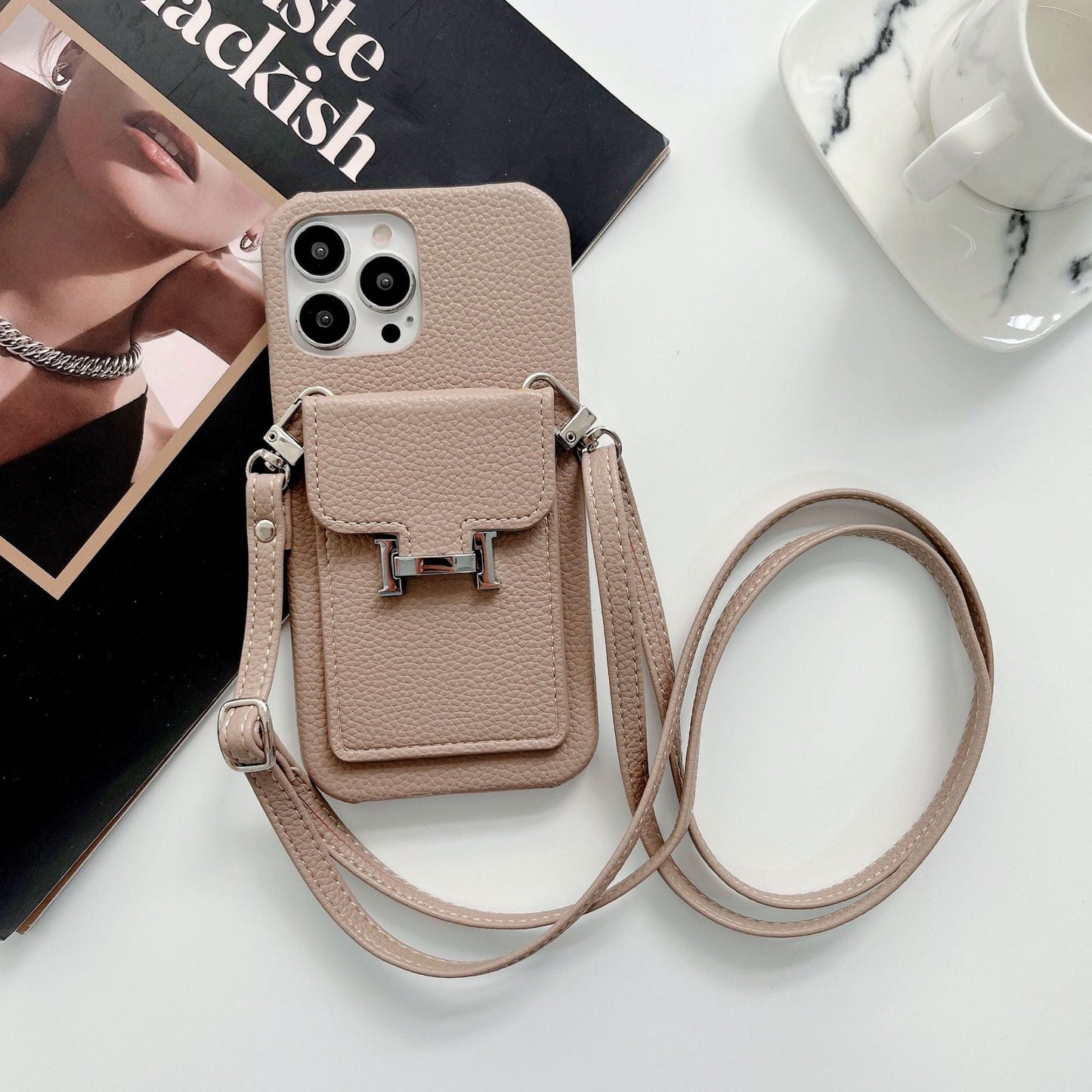H kártya tartó bőrlánc iPhone tok