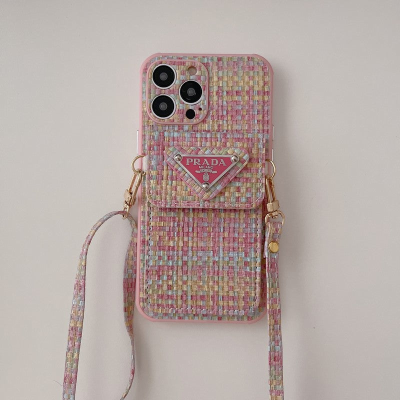 حقيبة بطاقة PRA نسج Crossbody iPhone