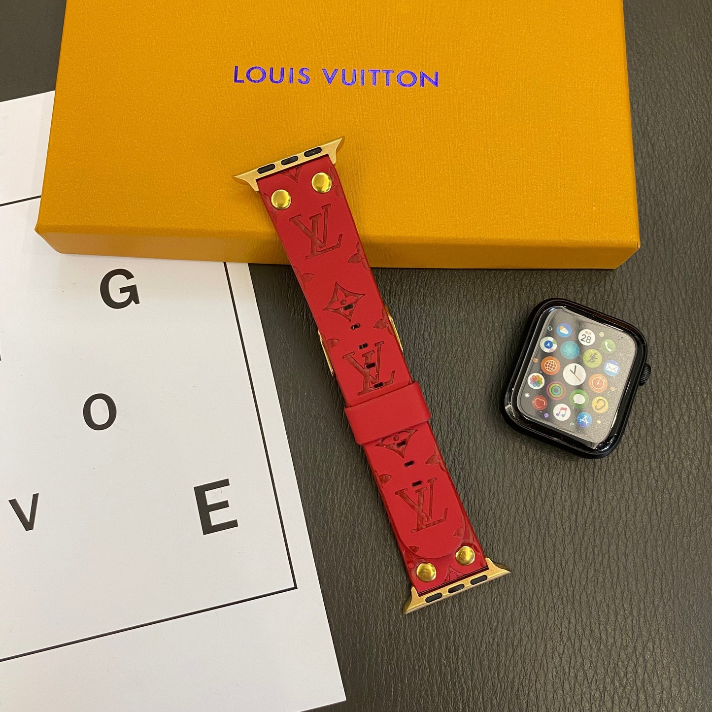 Armbånd de Rekchange Apple Aveec Décoration en nagler et monogramme en relieff Watch Bands
