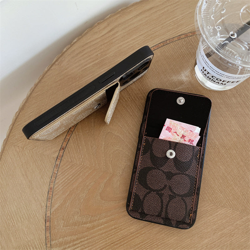 Trener iPhone Case z portfelem ciemnobrązowy-HP240513