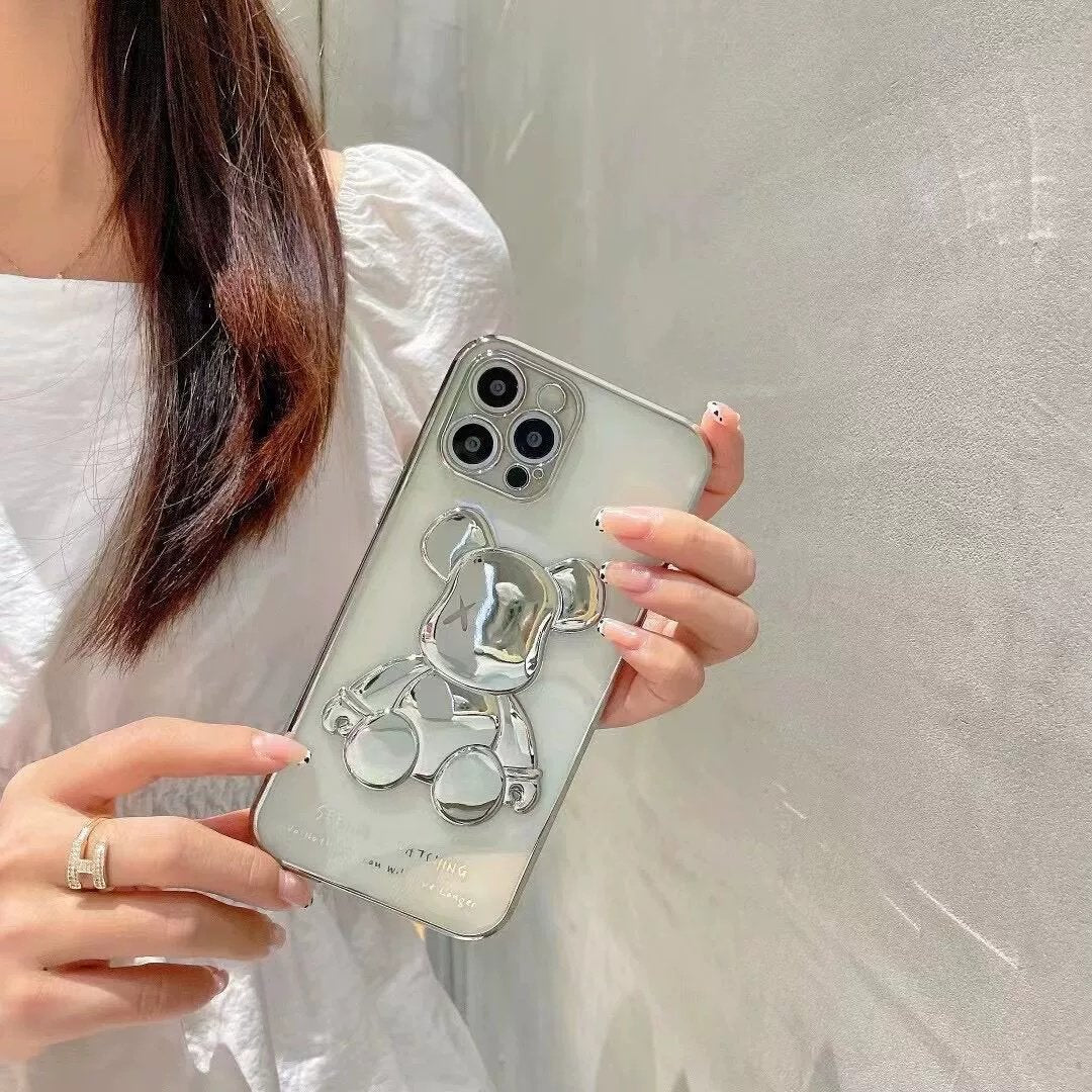 الفضة العاكسة الدب iphone شفافة