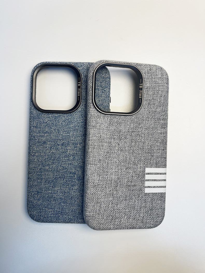 Premium vintage linned stof magnetisk telefon taske til iPhone