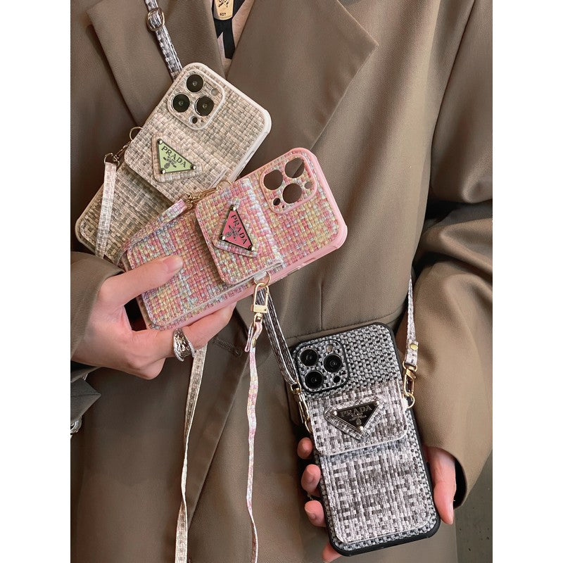 حقيبة بطاقة PRA نسج Crossbody iPhone