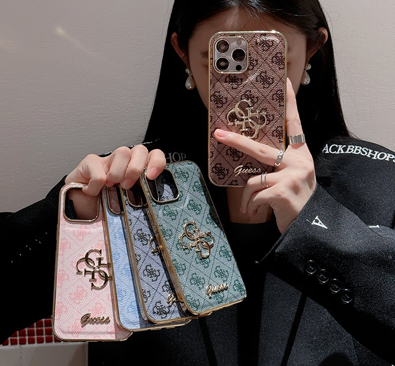 Gue Gold Logo Leather Case iPhone