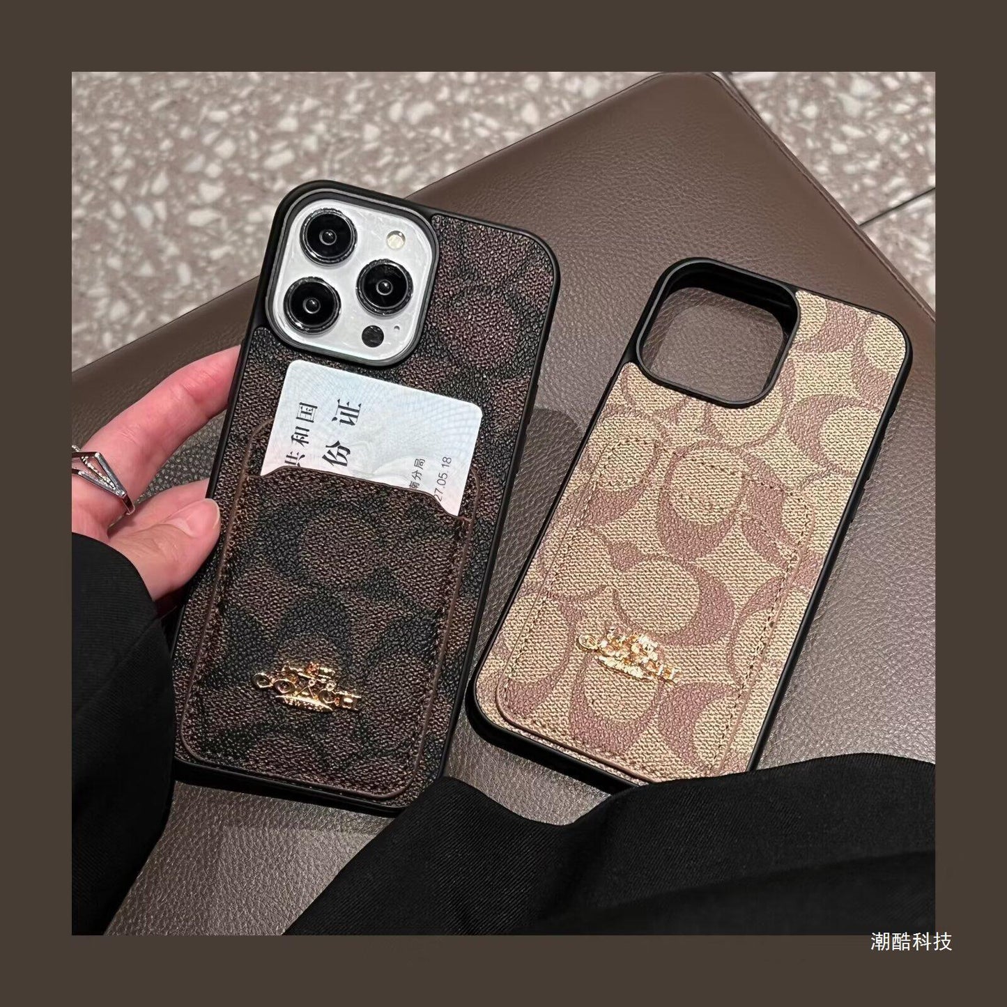 Custodia per iPhone in pelle per sacca con carta COA