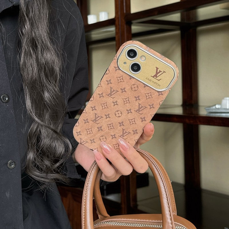 Lou Brown & Black Classic Leather iPhone tok