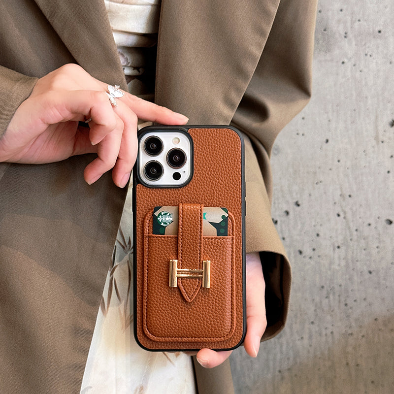 HカードホルダーレザーiPhoneケース
