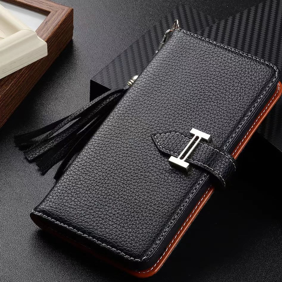 《🧡 Orange Lychee - Leder-Handyhülle | Brieftaschen-Design》