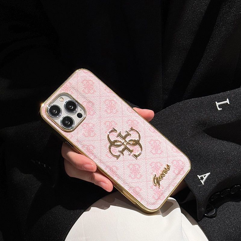 Gue Gold Logo Leather Case iPhone