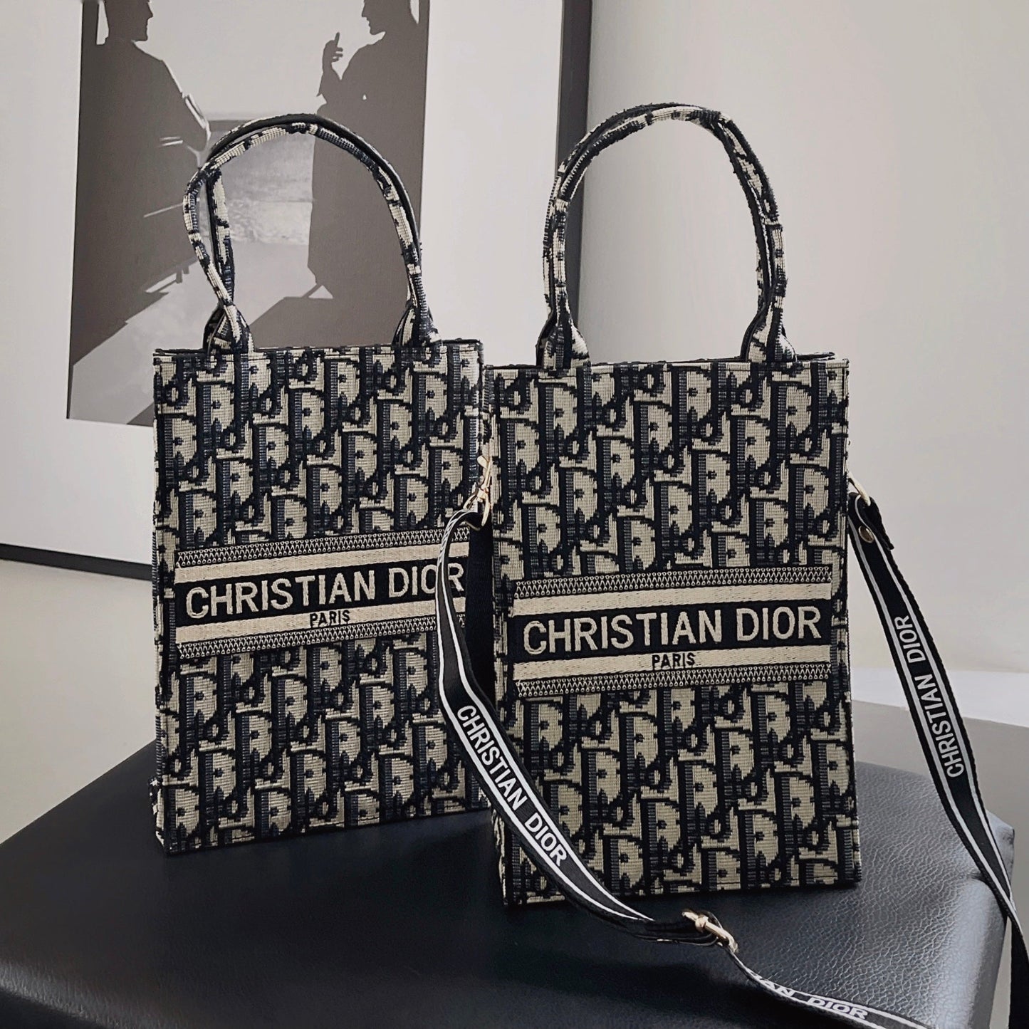 Klassisk totepose med stropp for crossbody