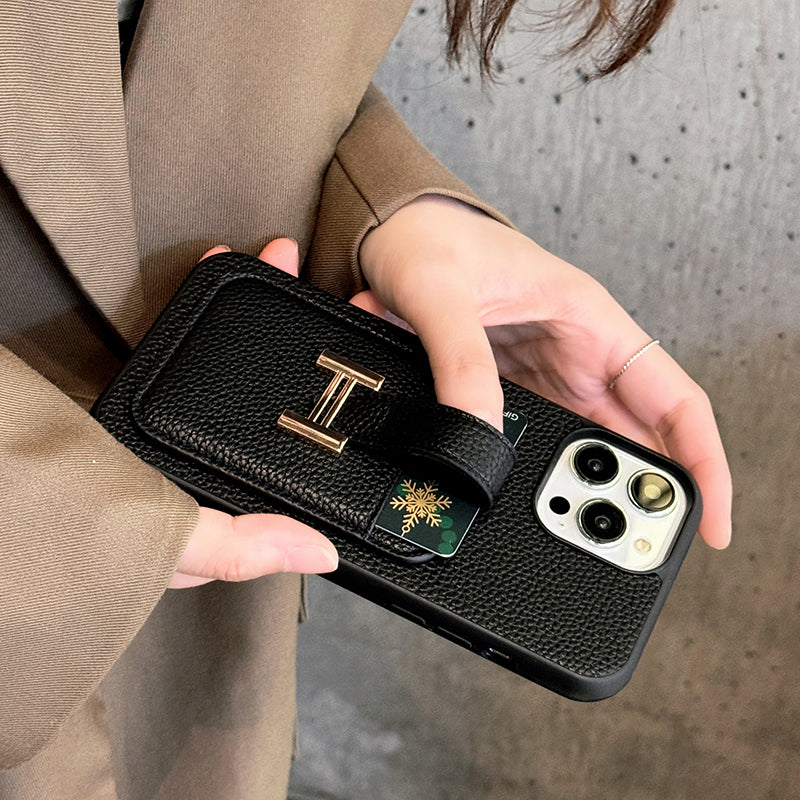 HカードホルダーレザーiPhoneケース
