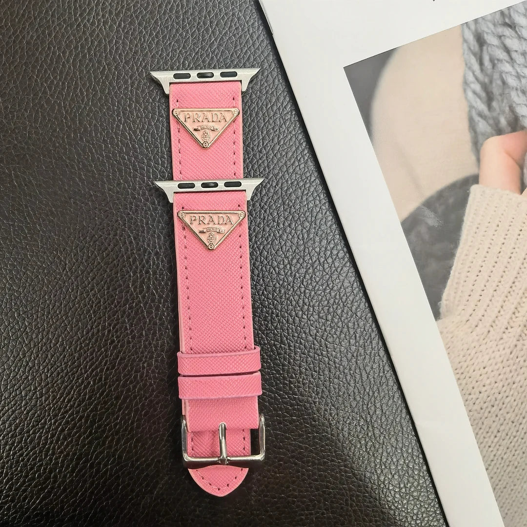 Dobbelt trekant Monogrammerket Label Leather Apple Watch Band