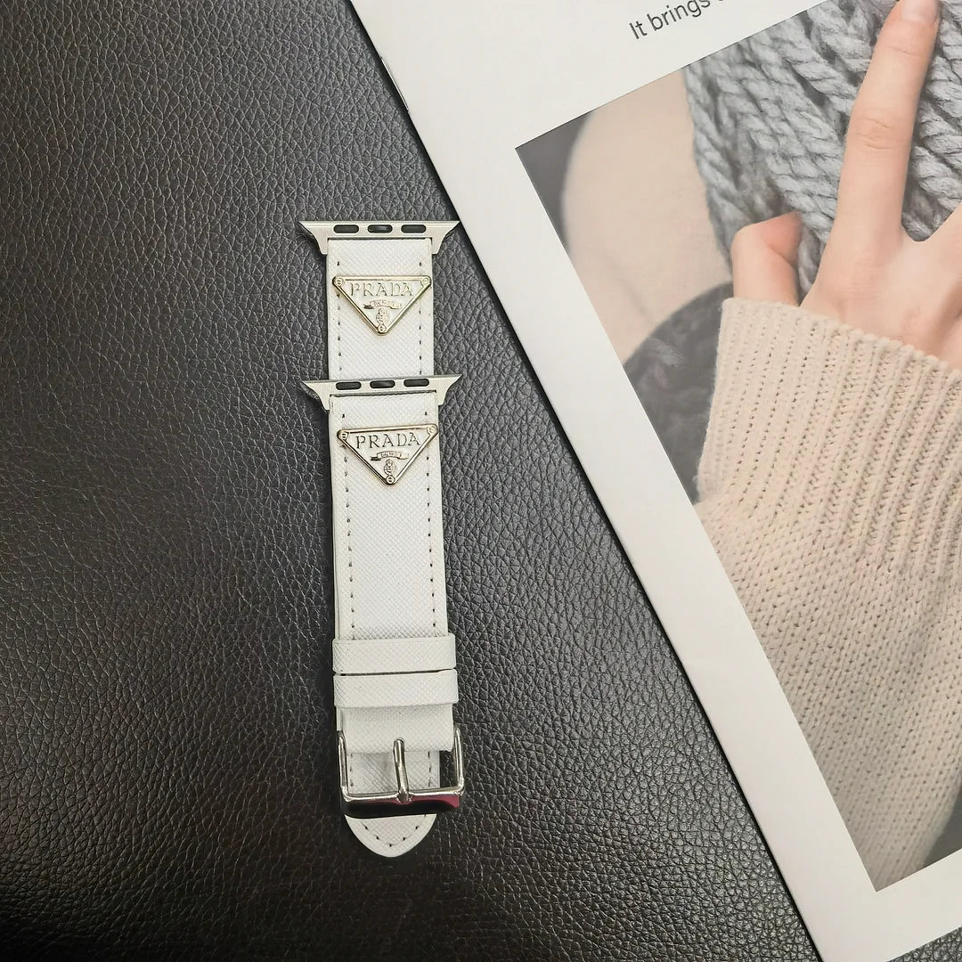 Dobbelt trekant Monogrammerket Label Leather Apple Watch Band