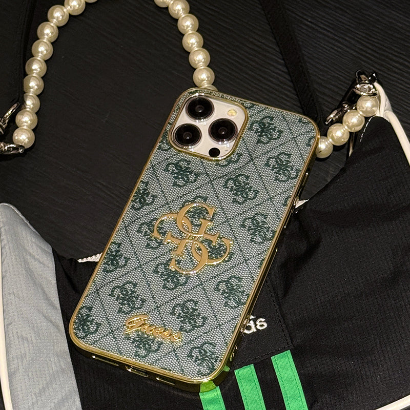 Gue Gold Logo Leather Case iPhone