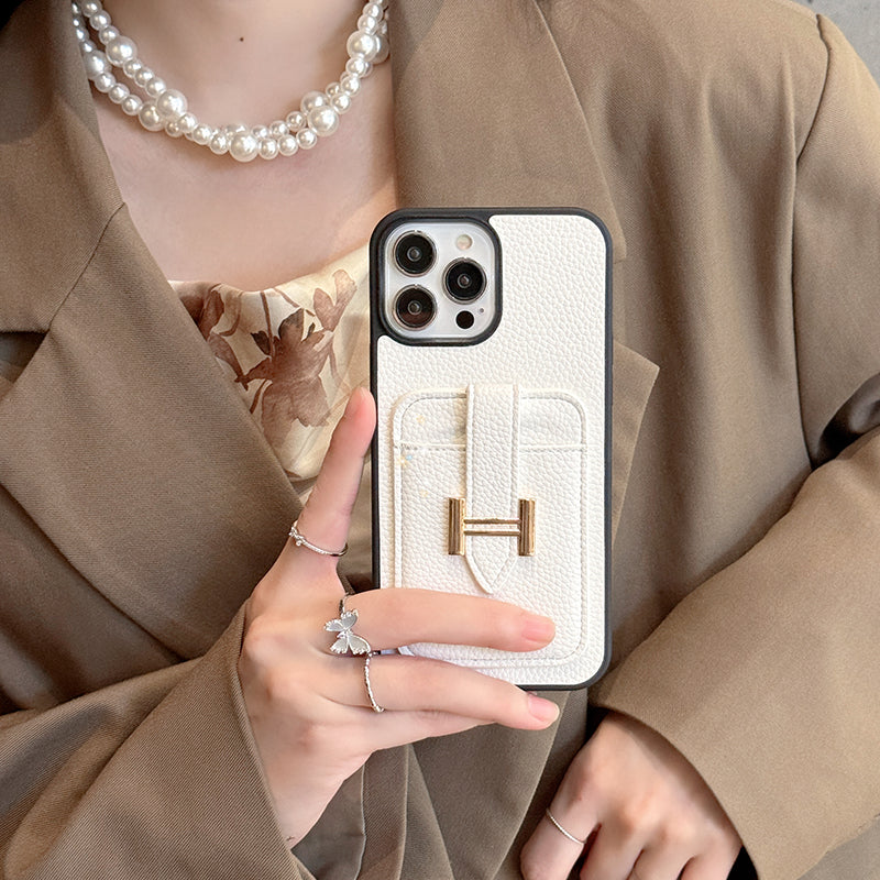 HカードホルダーレザーiPhoneケース