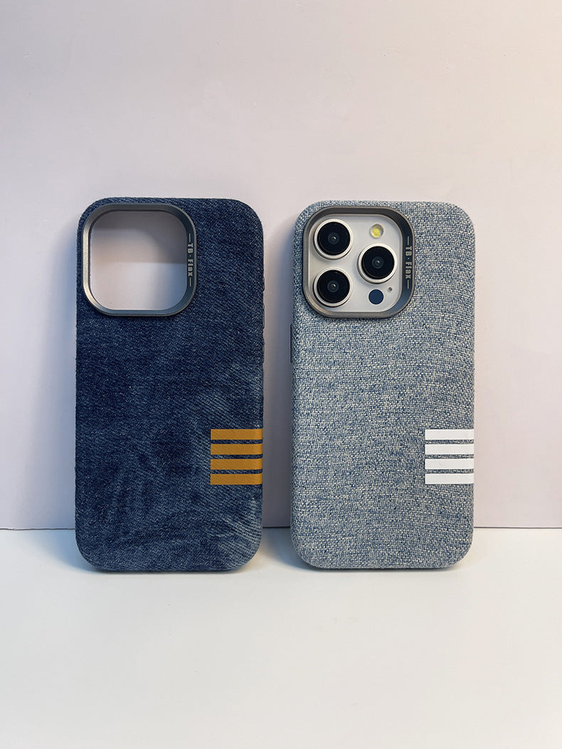 Premium vintage linned stof magnetisk telefon taske til iPhone