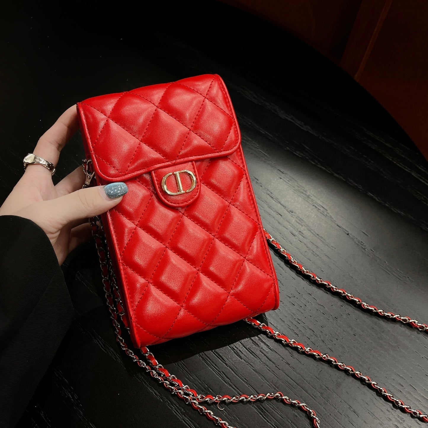 Crossbody skinn telefonpose