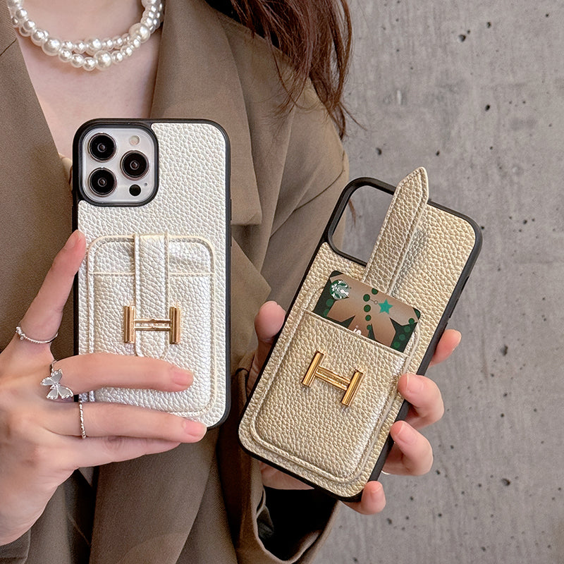 HカードホルダーレザーiPhoneケース
