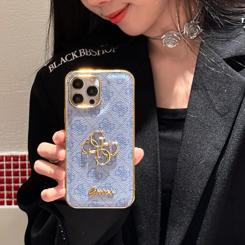 Gue Gold Logo Leather Case iPhone