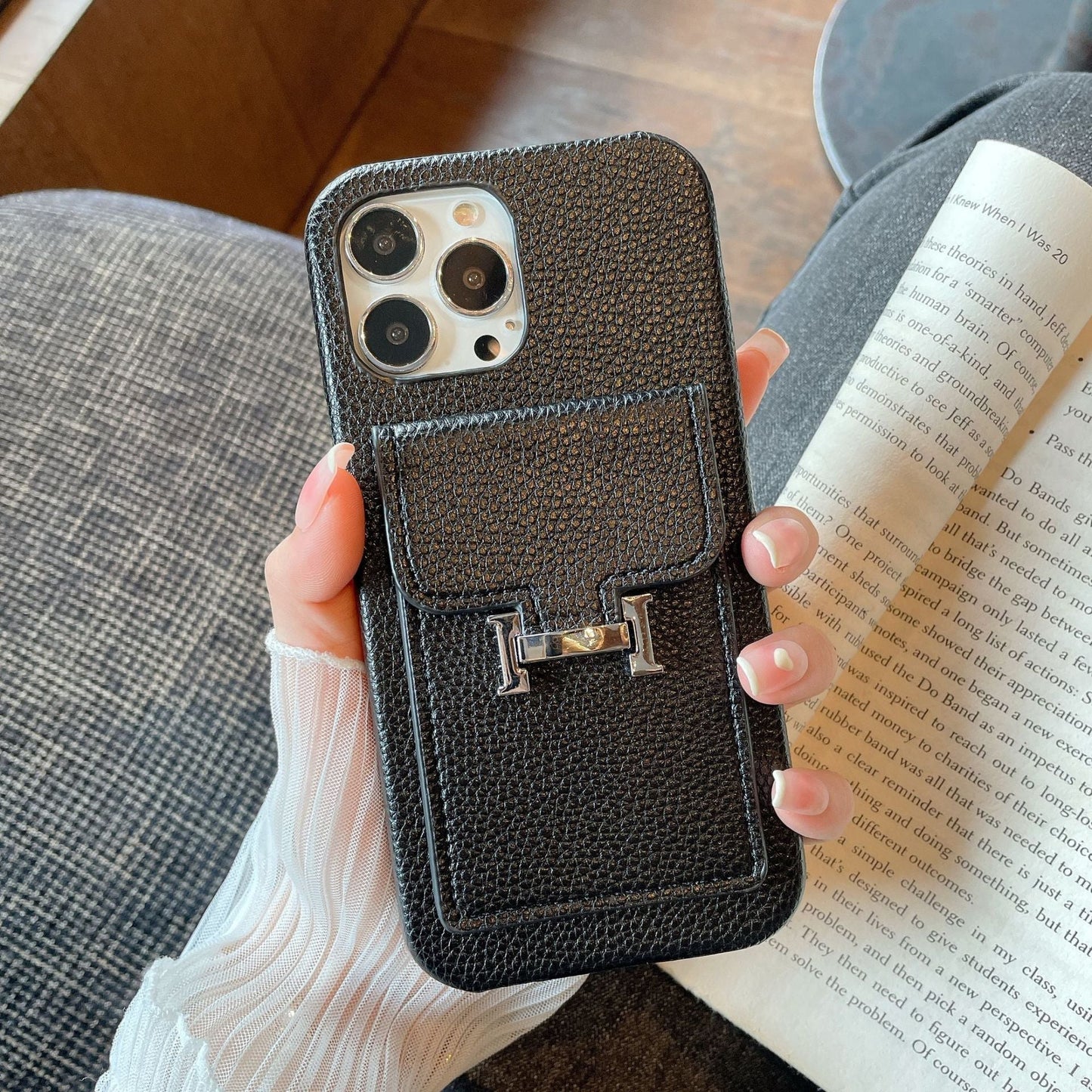 H kártya tartó bőr iPhone tok