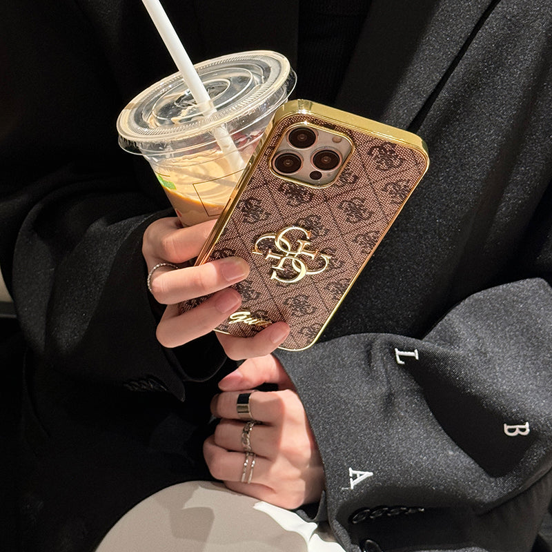 Gue Gold Logo Leather Case iPhone