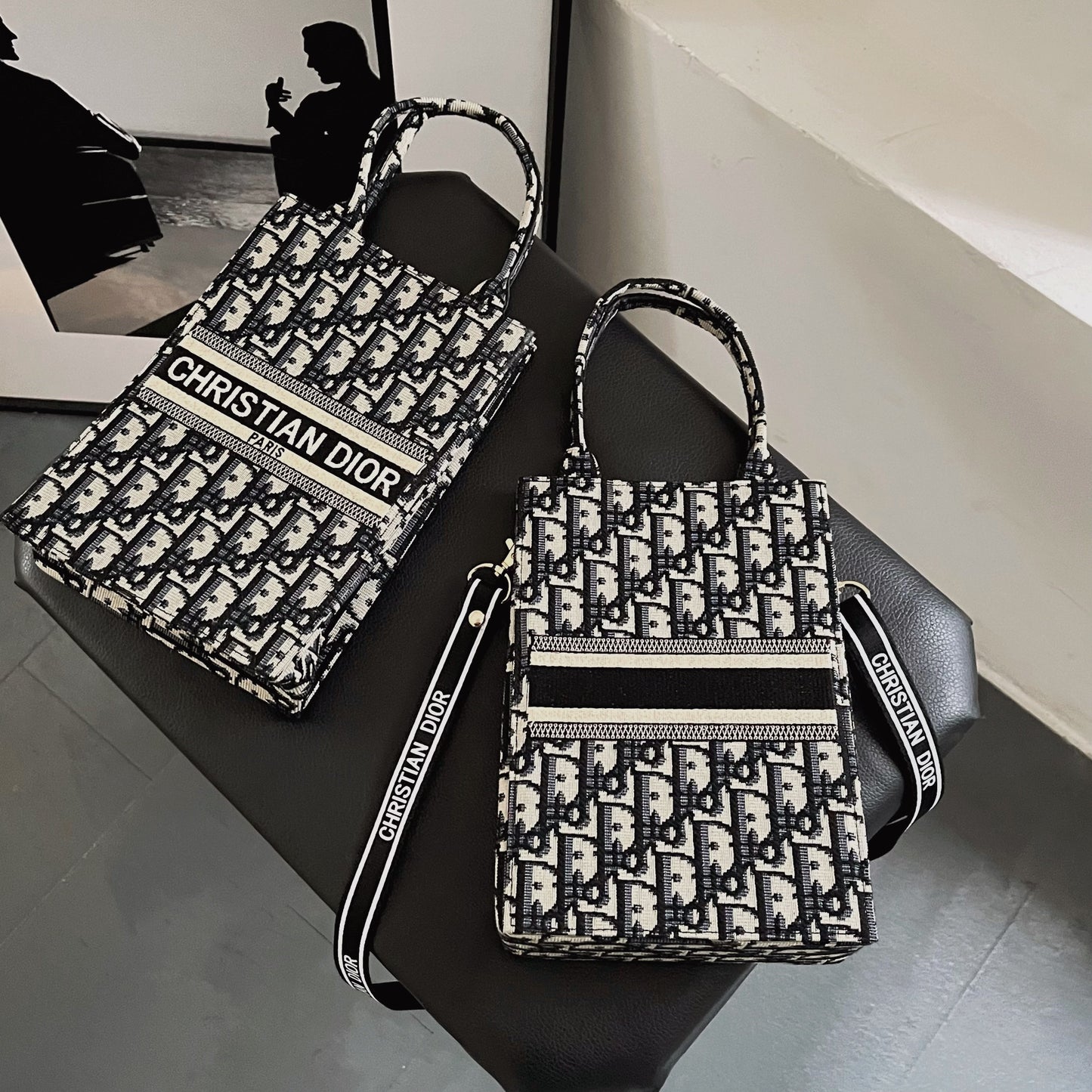 Klassisk totepose med stropp for crossbody