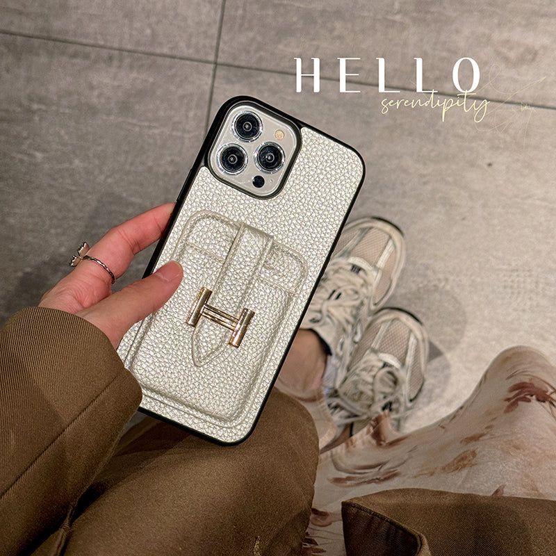 HカードホルダーレザーiPhoneケース
