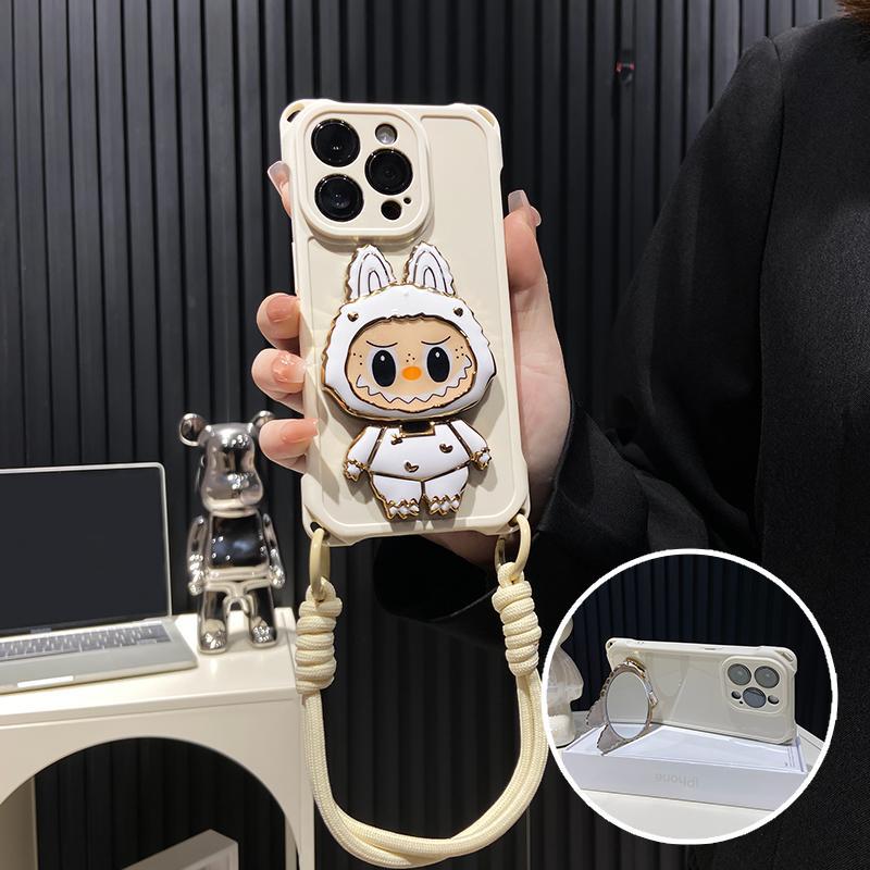 Hard Shell Labubu Mirror Kickstand iPhone Case - Rotatable Mirror | Stødfast design
