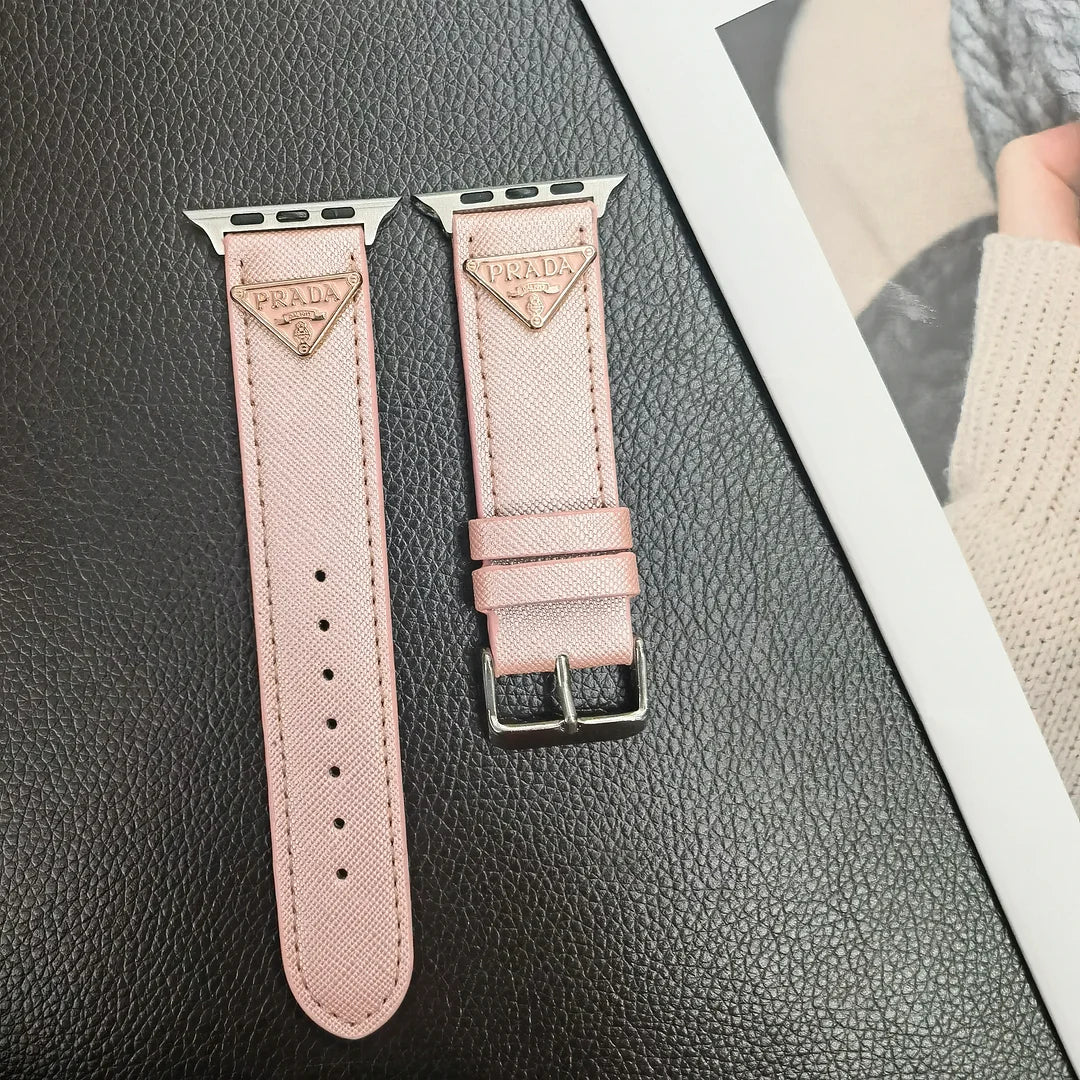 Dobbelt trekant Monogrammerket Label Leather Apple Watch Band