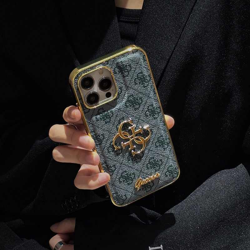 Gue Gold Logo Leather Case iPhone