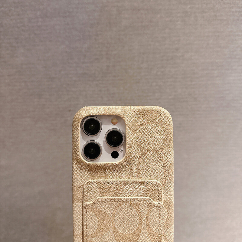 Klassischer Coach iPhone Hülle mit Kartenhalter White -JQB240330